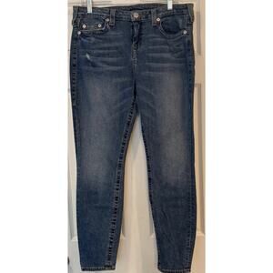 True Religion Halle W/Destroy Jeans Womens 34x29 Glistening Wash Whiskered EUC